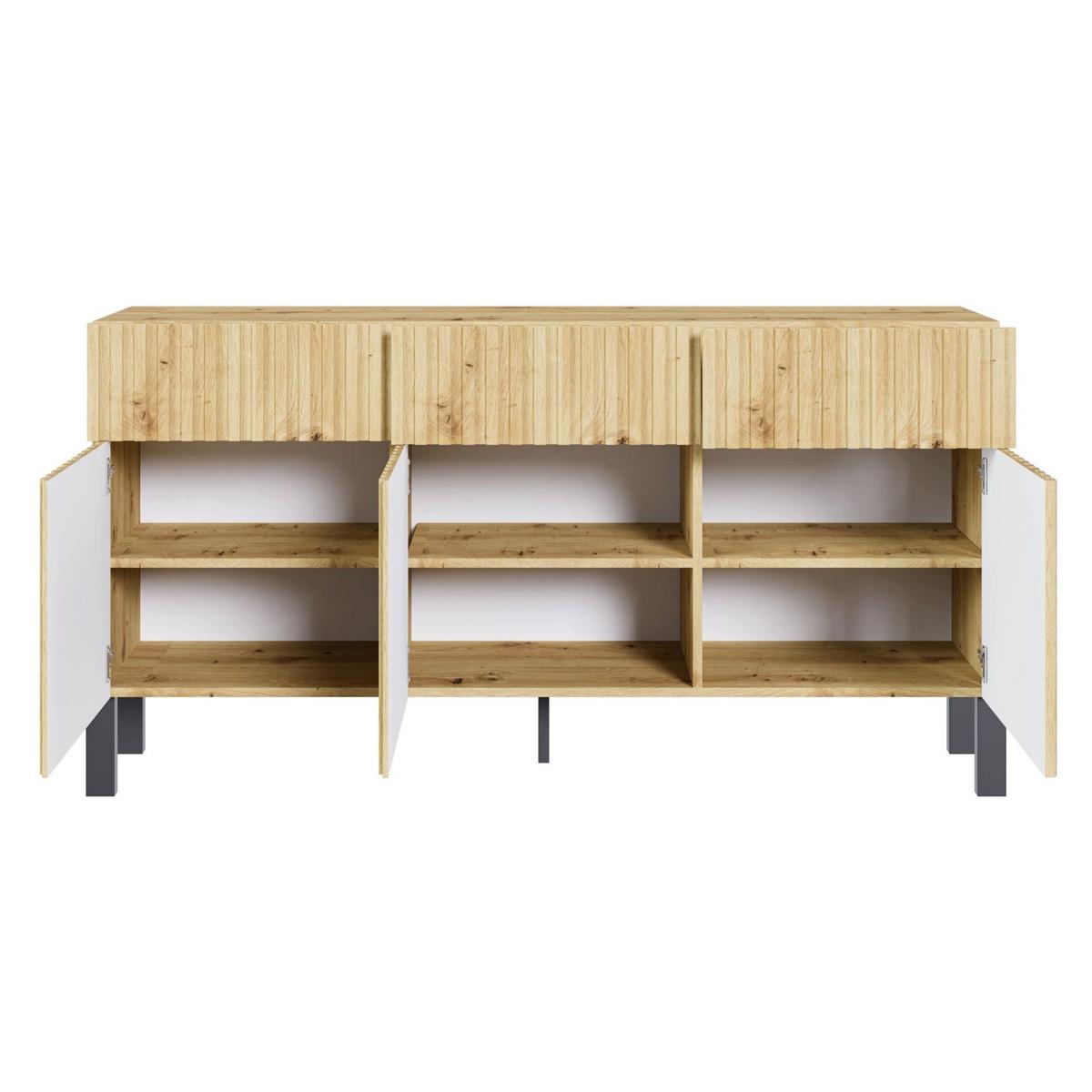 SIDEBOARD Telire 3-türig Artisan Eiche-Optik, 154 cm - Eichefarben/Beige, Holzwerkstoff/Metall (154/80.4/34cm) - Selsey