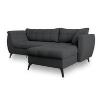 ECKSOFA MOLLIS Graphitfarben Geflochtener-Stoff mit Schlaffunktion - Graphitfarben, Holz (241/154cm) - MASSENO
