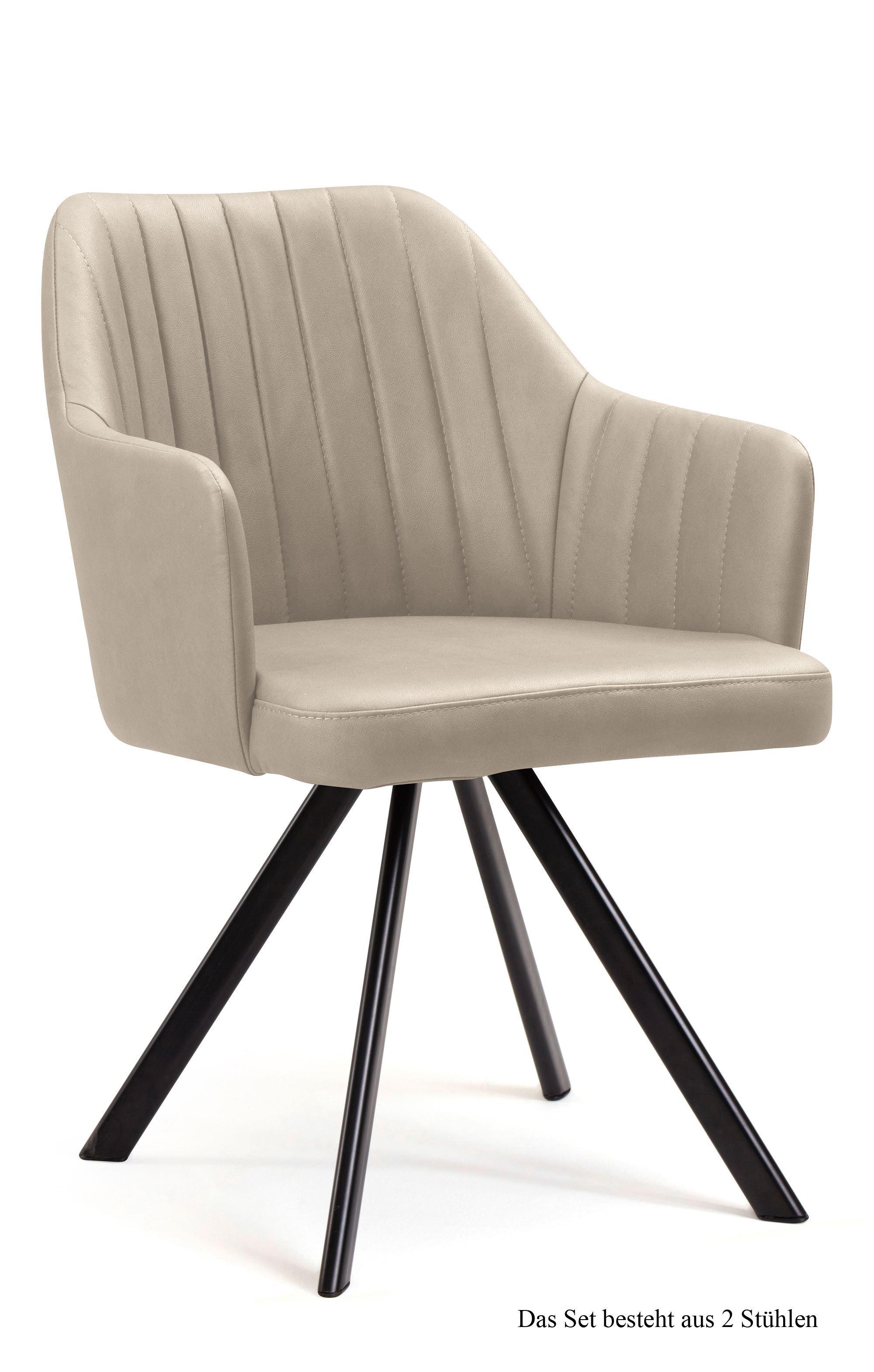 ARMLEHNSTUHL drehbar (2er-Set) Dhana 58x81x60 Schwarz/Natur - Schwarz/Naturfarben, Kunststoff (60/81/58cm) - 58aufmkessel