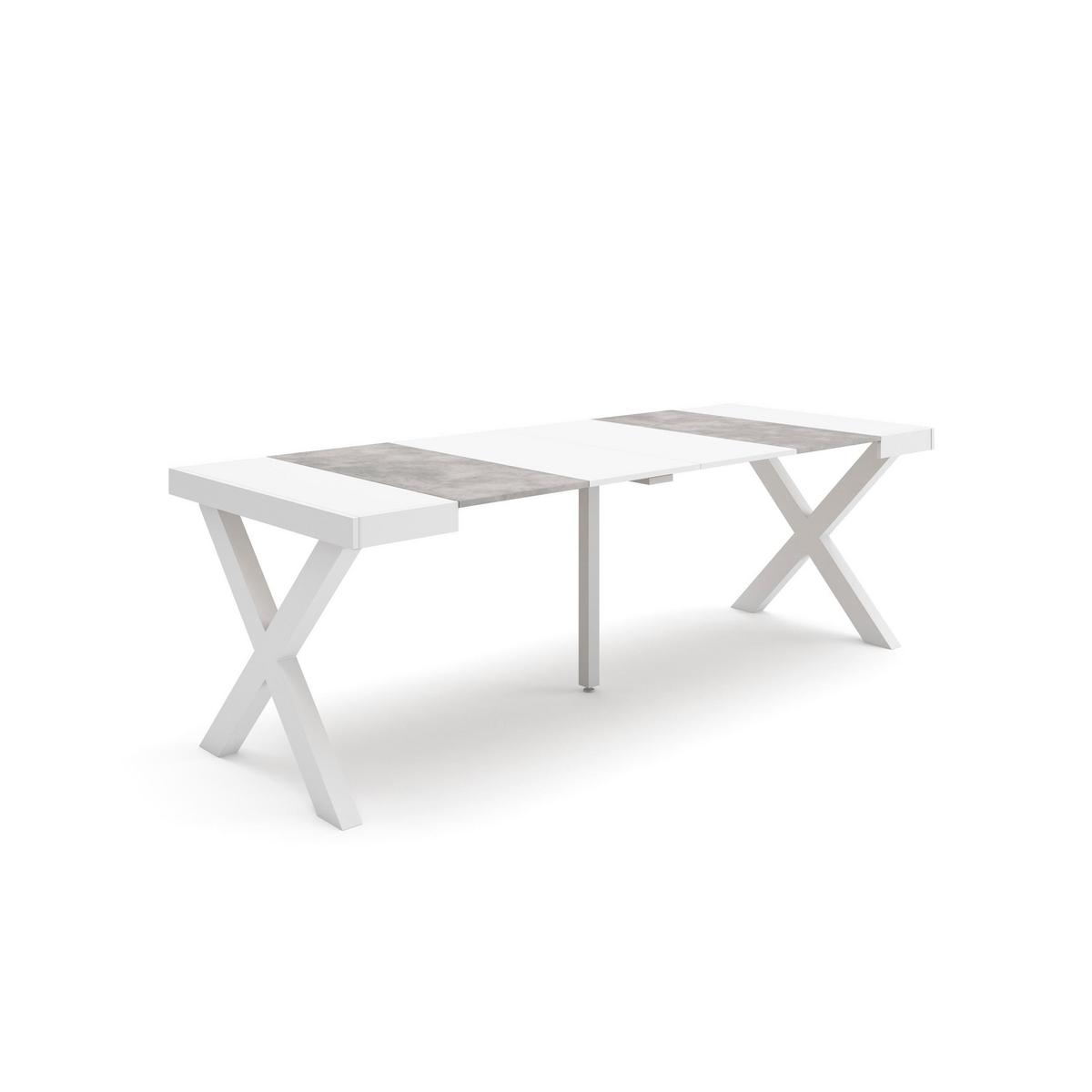 KONSOLENTISCH ausziehbar 58 bis 222cm, für 10 Gäste, weiß zementgrau, 90/58/73cm - Weiß/Grau, Holzwerkstoff (90/222/73cm) - Skraut Home