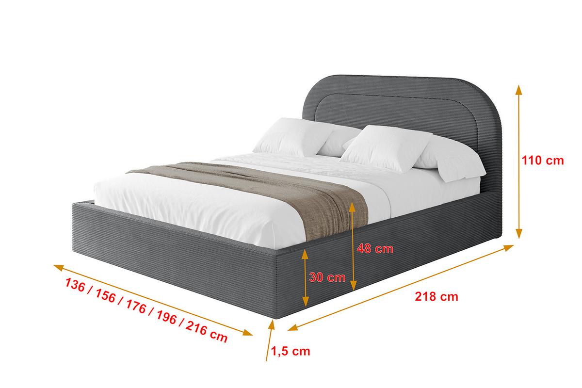 POLSTERBETT mit Bettkasten und Lattenrost, Boxbett ohne Matratze - LERAY 120x200 Dunkelgrau - Anthrazit, Holzwerkstoff/Textil (120/200cm) - ALTDECOR