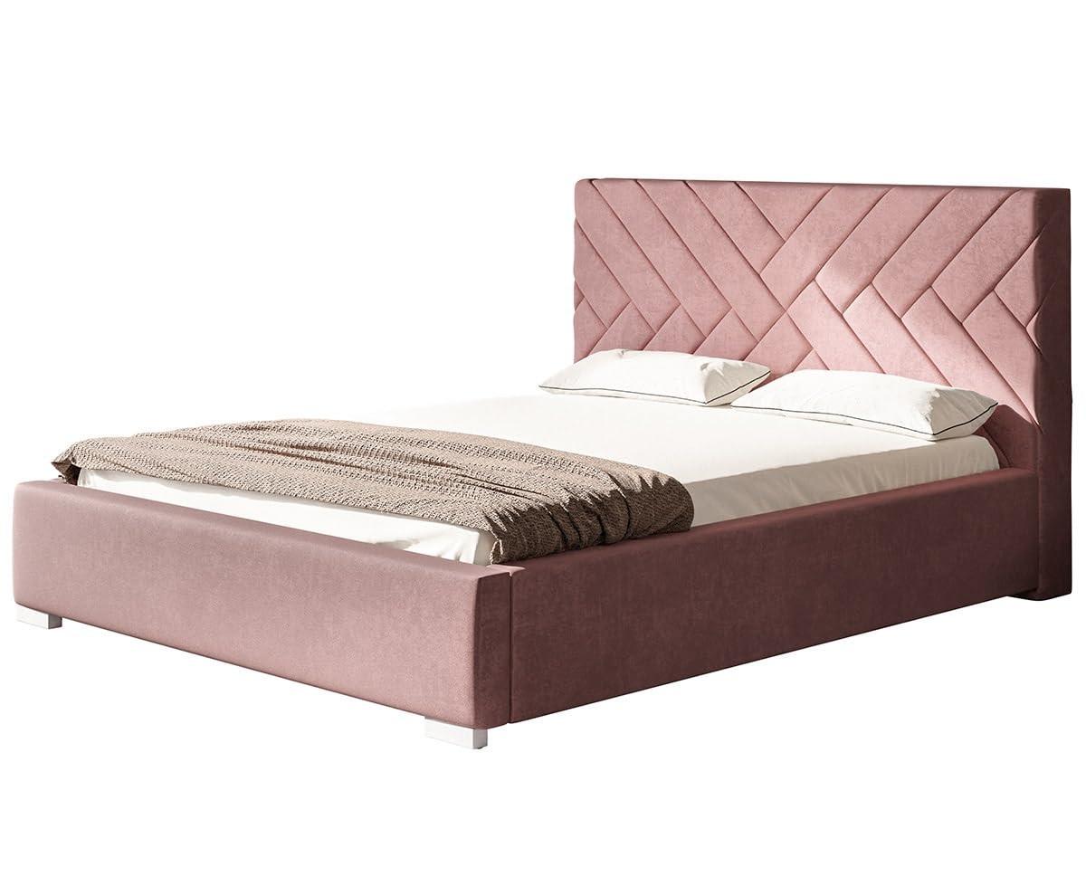 POLSTERBETT Monaco mit Kopfteil, 120x200 cm, Doppelbett mit Bettkasten und Lattenrost aus Holz, Velourstoff Rosa - Pink, Holz/Textil (120/200cm) - Alpi-Möbel