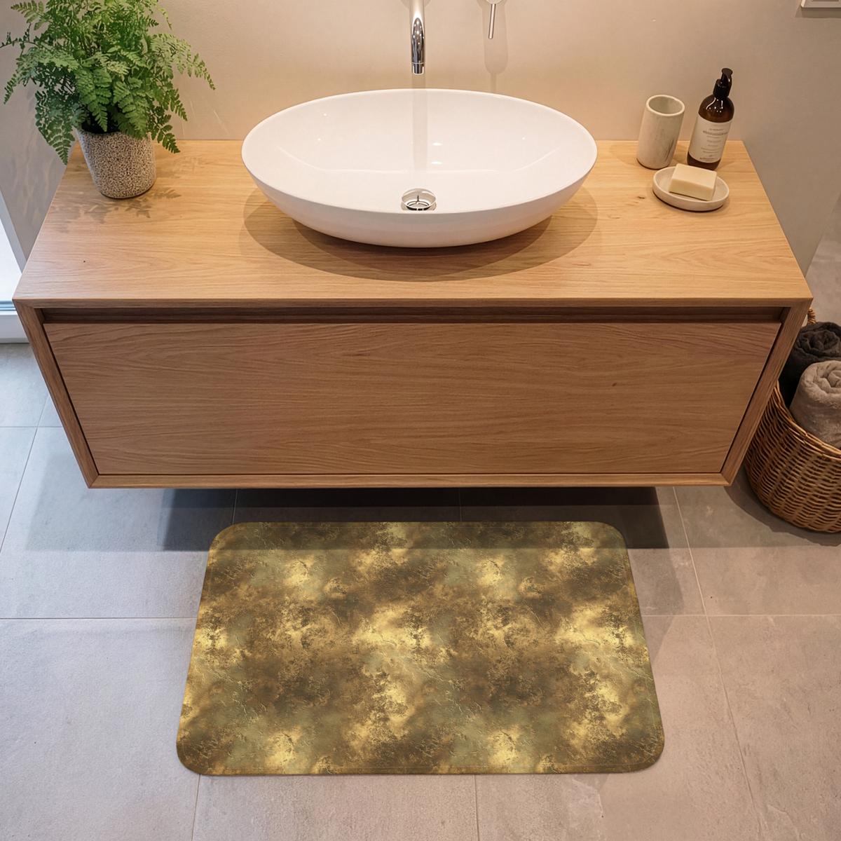 BADEMATTE Antik - Metallic-Look - Gold 80x50 cm - Goldfarben, Textil (80/50cm) - OnlyWow