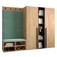 GARDEROBEN-SET 214/184/42 - Eichefarben/Schwarz, Holz/Kunststoff (214/184/42cm) - MÖBEL KRYSPOL
