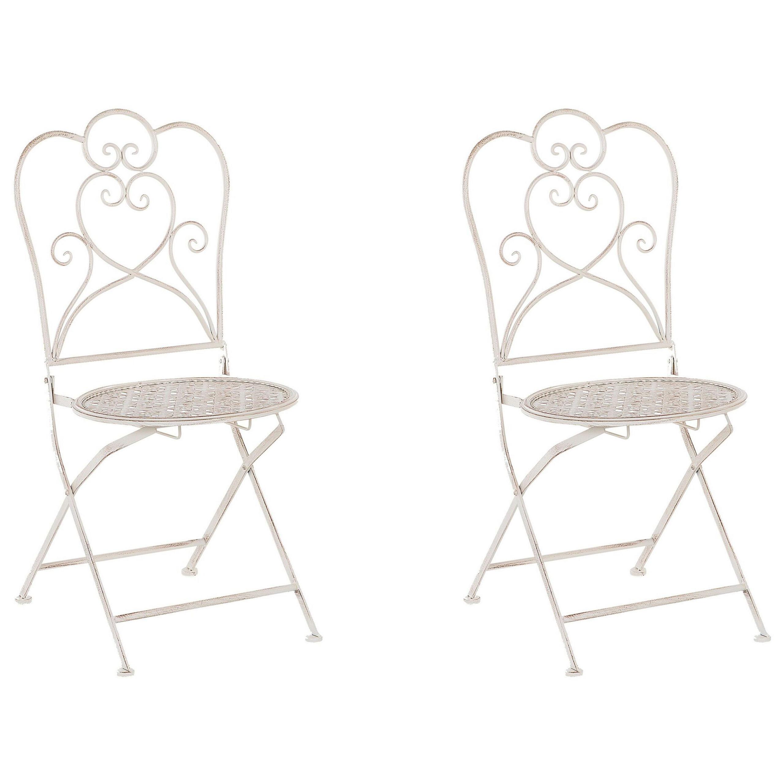 GARTENSTUHL 2er-Set Metall helles beige Trieste - Beige, Metall (44/92/48cm) - Beliani