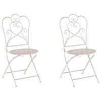 GARTENSTUHL 2er-Set Metall helles beige Trieste - Beige, Metall (44/92/48cm) - Beliani
