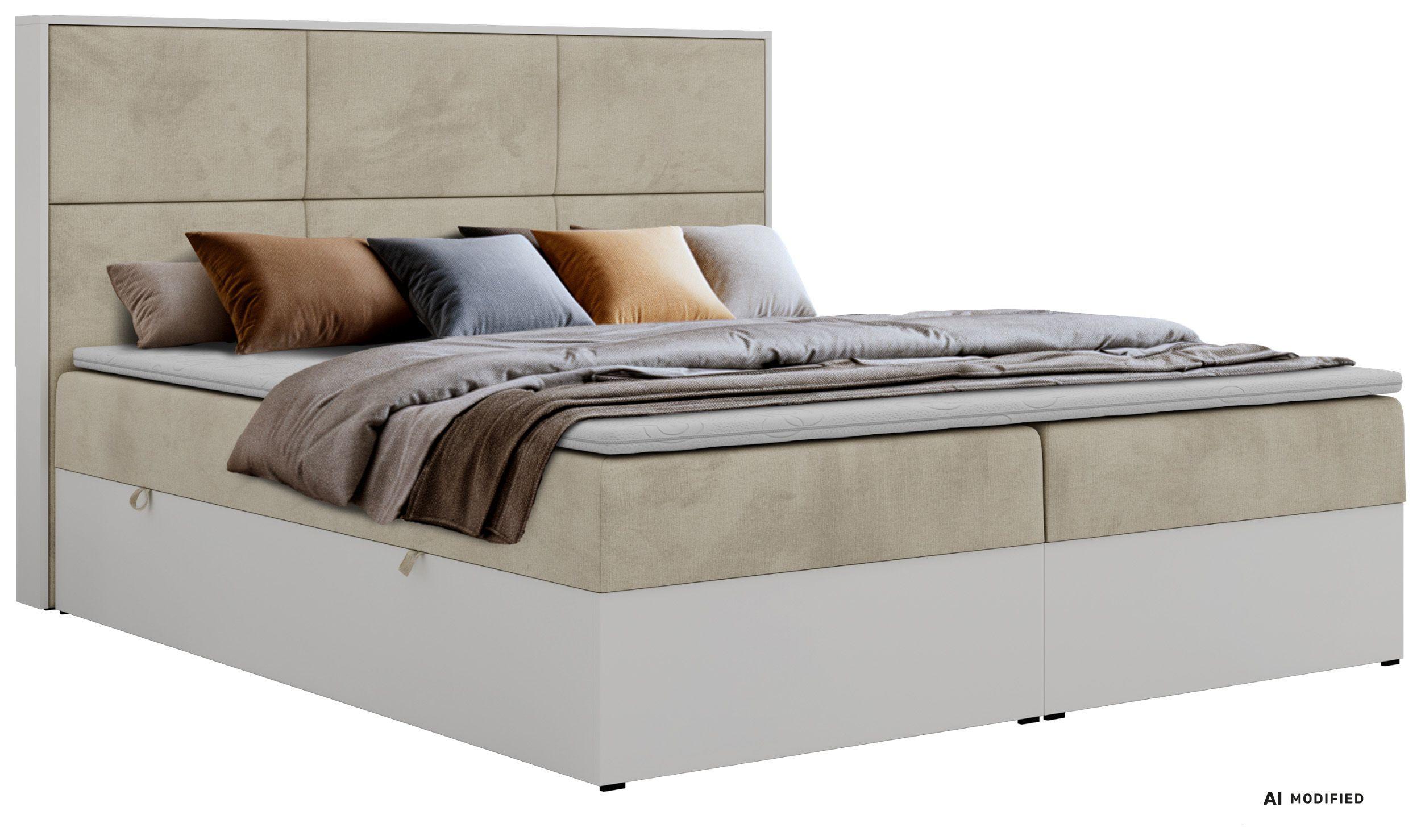 BOXBETT DELVIT 200/200 - Beige Velvet - Topper T25 - H3 - Beige/Schwarz, Kunststoff/Textil (200/200cm) - MKS