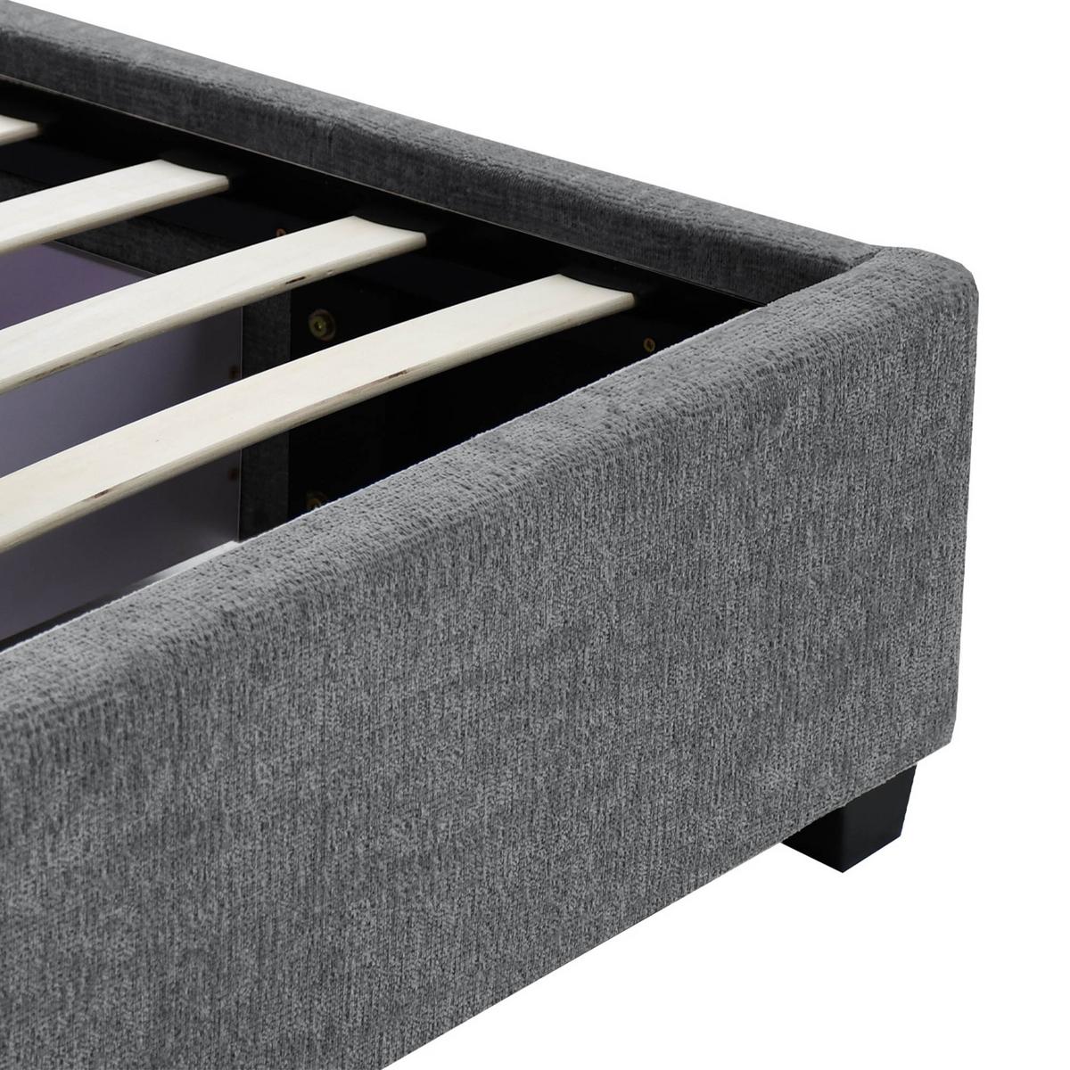 POLSTERBETT Aurea Doppelbett 160x200 cm mit Schublade, ohne Matratze, Chenille-Stoff, Grau - Schwarz/Grau, Textil (160/200cm) - Beautysofa
