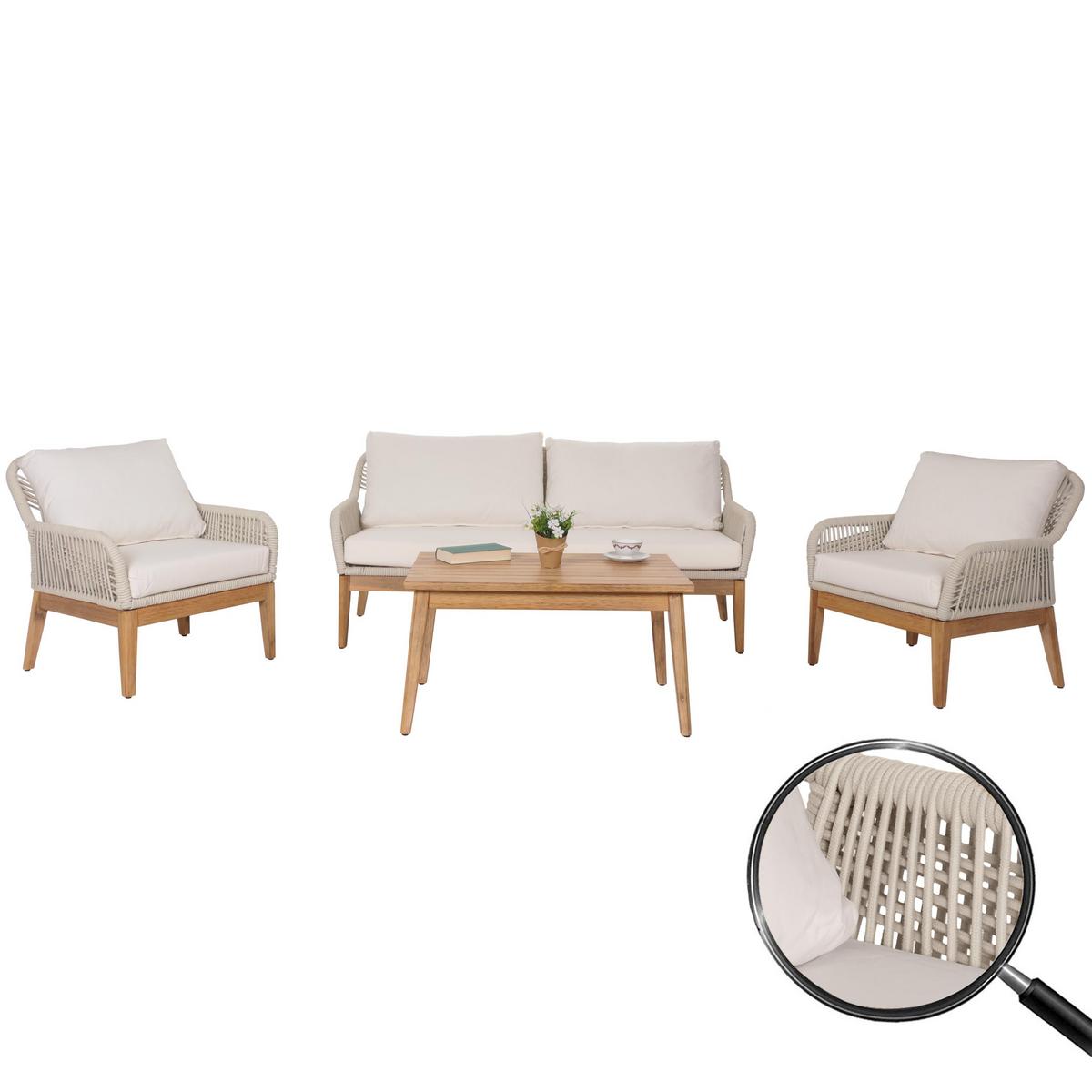 GARTENGARNITUR H56B Cremeweiß - Weiß, Holz - MCW