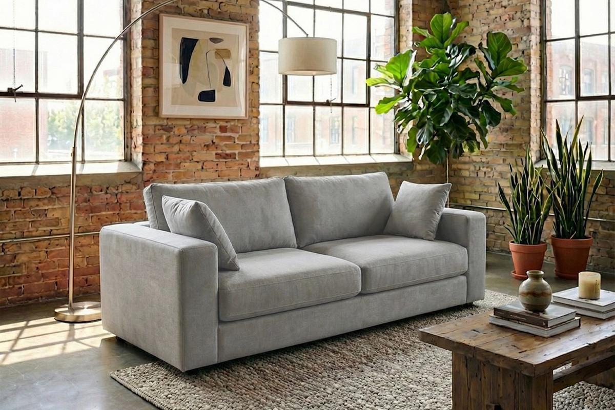 SOFA AMINA Taupe Flachgewebe - Taupe/Schwarz, Buchenholz/Textil (228/82/101cm) - KAWOLA