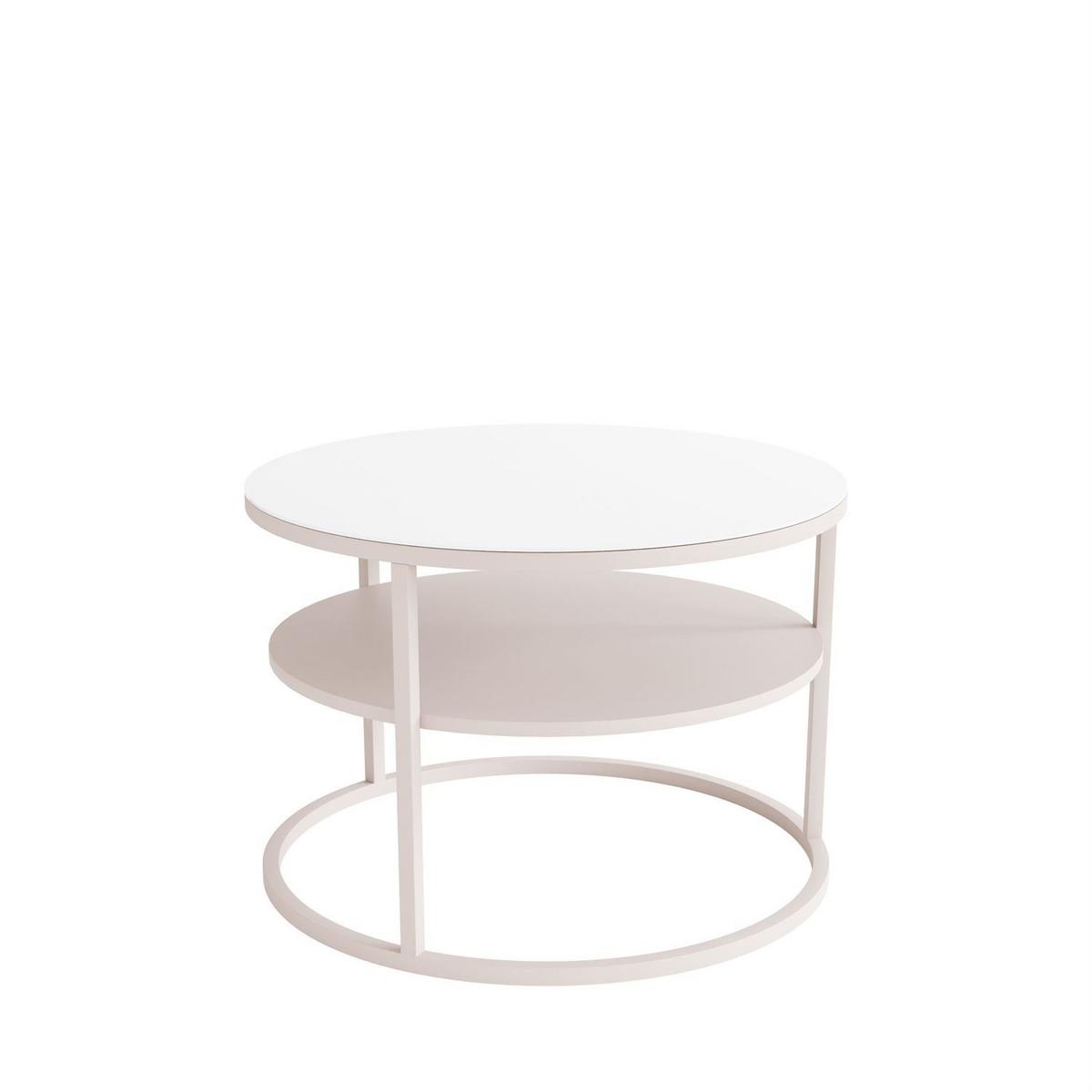 COUCHTISCH CIRI GLASS KASCHMIR mit Ablage Platte aus weißem Glas - Weiß, Glas (70/70/47cm) - Lookway