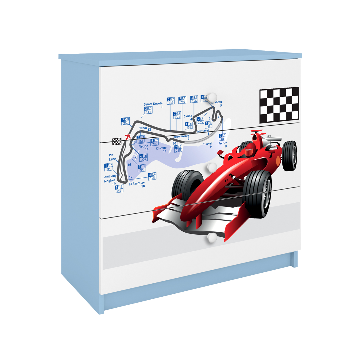 KOMMODE Babydreams Formel 1 81/81/41 - Blau, Holzwerkstoff (81/81/41cm) - RAUMHIRSCH FURNITURE
