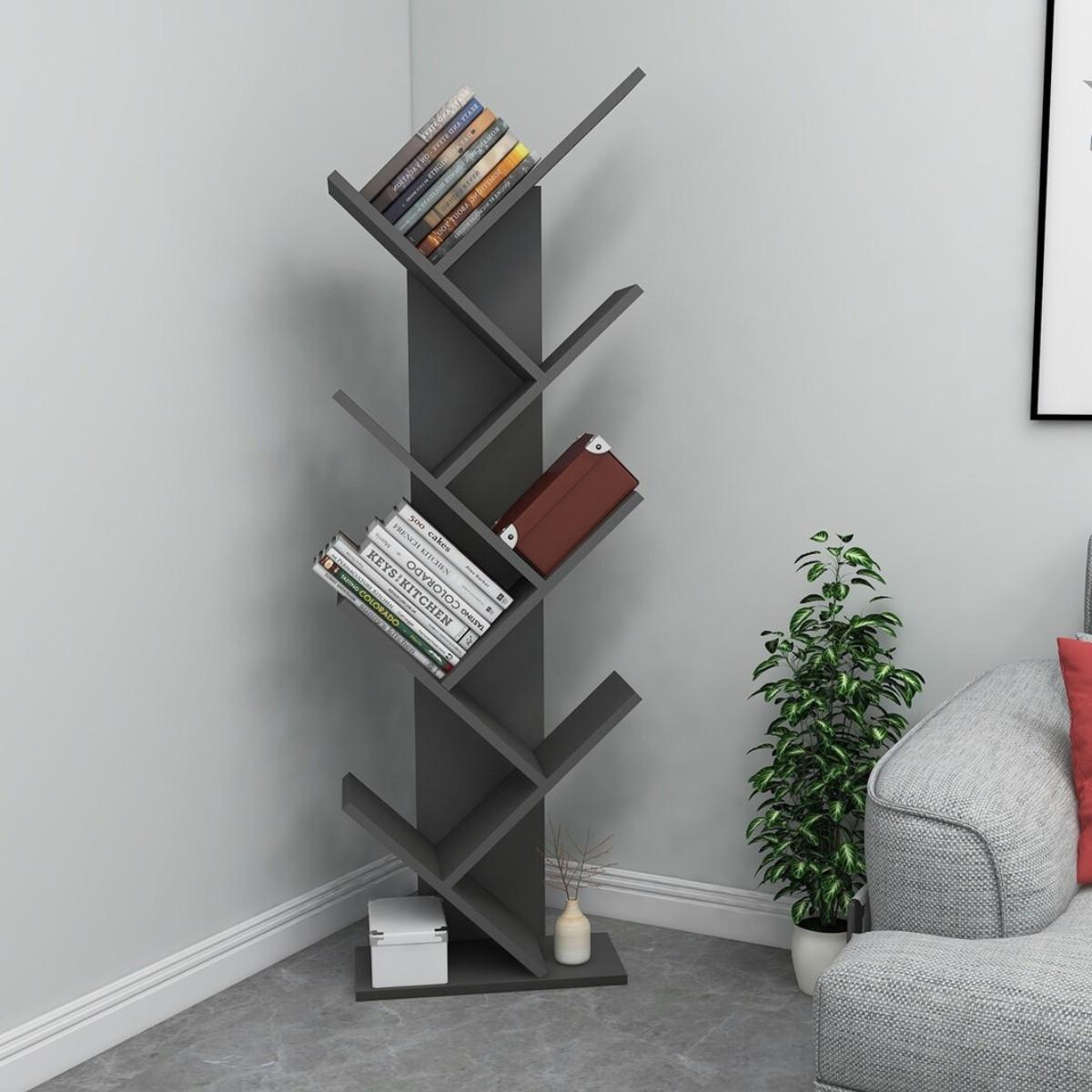 BÜCHERREGAL mit 8 Regalböden 22/46/128,5 cm - Anthrazit, Holzwerkstoff (46/128.5/22cm) - Calicosy