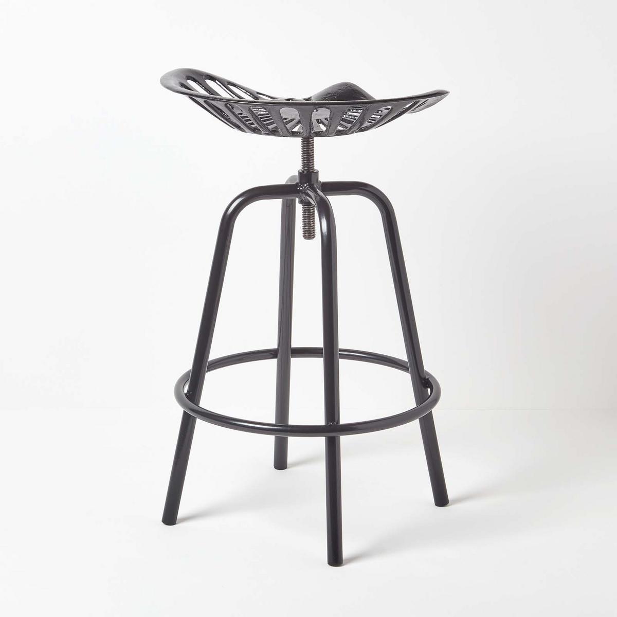 BARHOCKER Traktorsitz, Metall im Vintage-Look, höhenverstellbar - Schwarz, Metall (47/74/50cm) - Homescapes