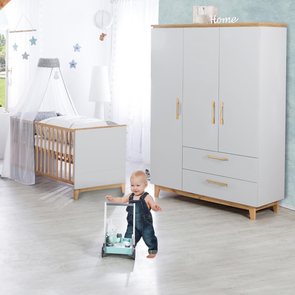 BABYZIMMER-SET Caro I 3-teilig - Hellgrau, Holzwerkstoff (78/89/144cm) - Roba