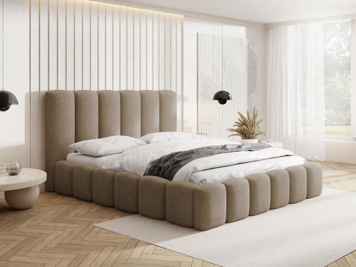 POLSTERBETT Serenity mit Bettkasten & Lattenrost in Braun Chenille 120 x 200 cm - Birkefarben/Schwarz, Holzwerkstoff/Kunststoff (120/200cm) - WFL GROUP