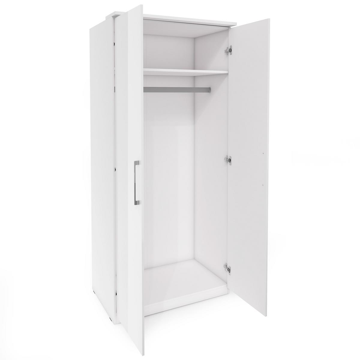 DREHTÜRENSCHRANK OTTIMA 90/217/63 cm 2-türig Weiß - Weiß, Holzwerkstoff (90/217/63cm) - MASSENO