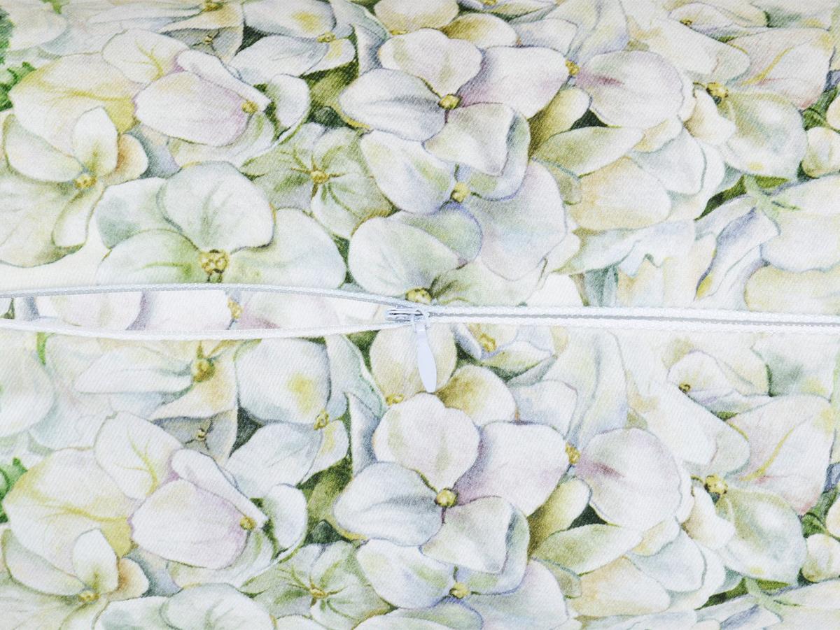 NACKENROLLENHÜLLE Landlust-Hortensie weiß 15/40 cm - Weiß/Grün, Textil (15/40cm) - beties Heimtextil