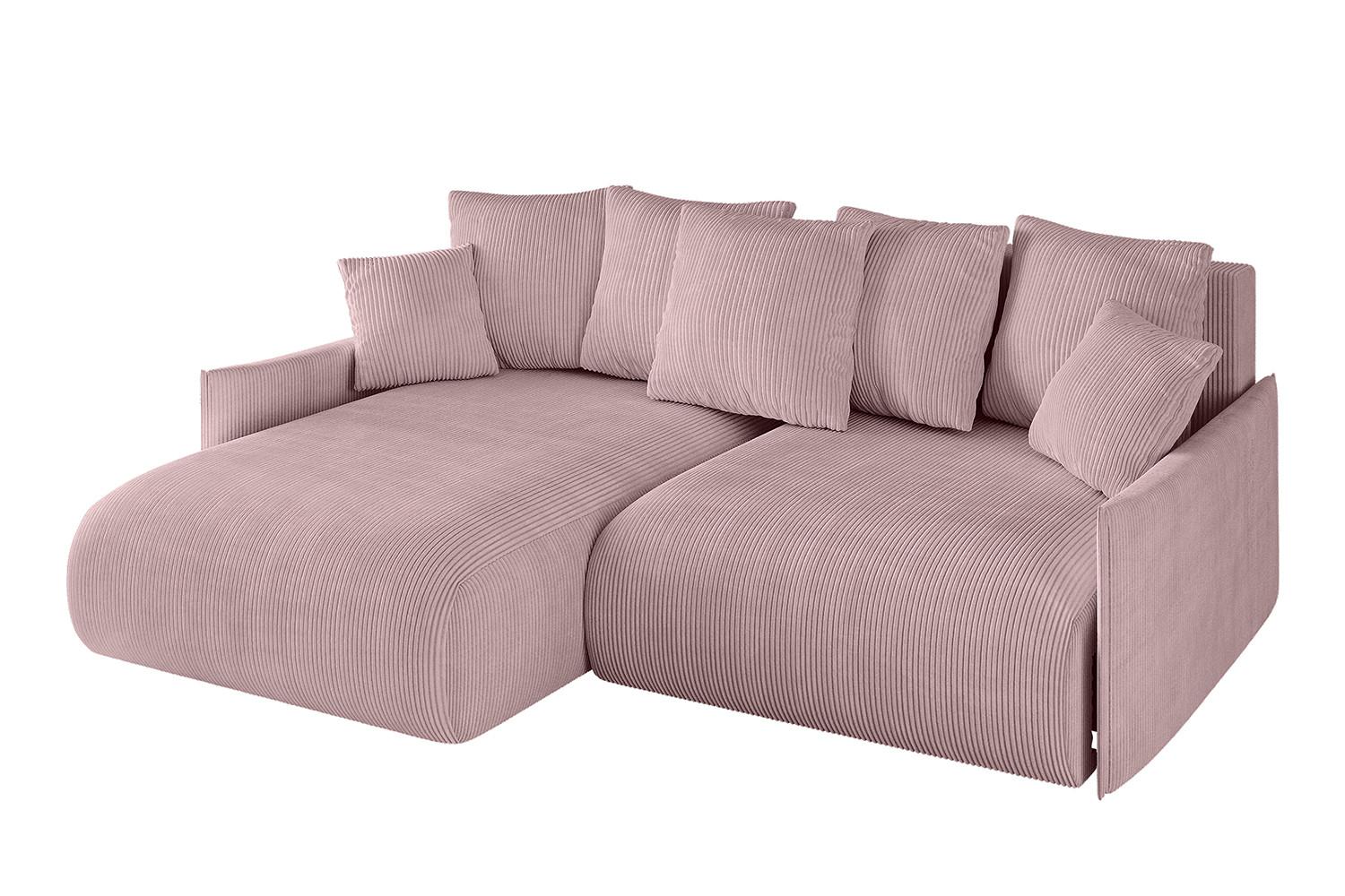 ECKSOFA Ottomane links ONESK-L -v1 216x177x72 Rosa Cord - Rosa, Holzwerkstoff/Kunststoff (216/177cm) - ALTDECOR