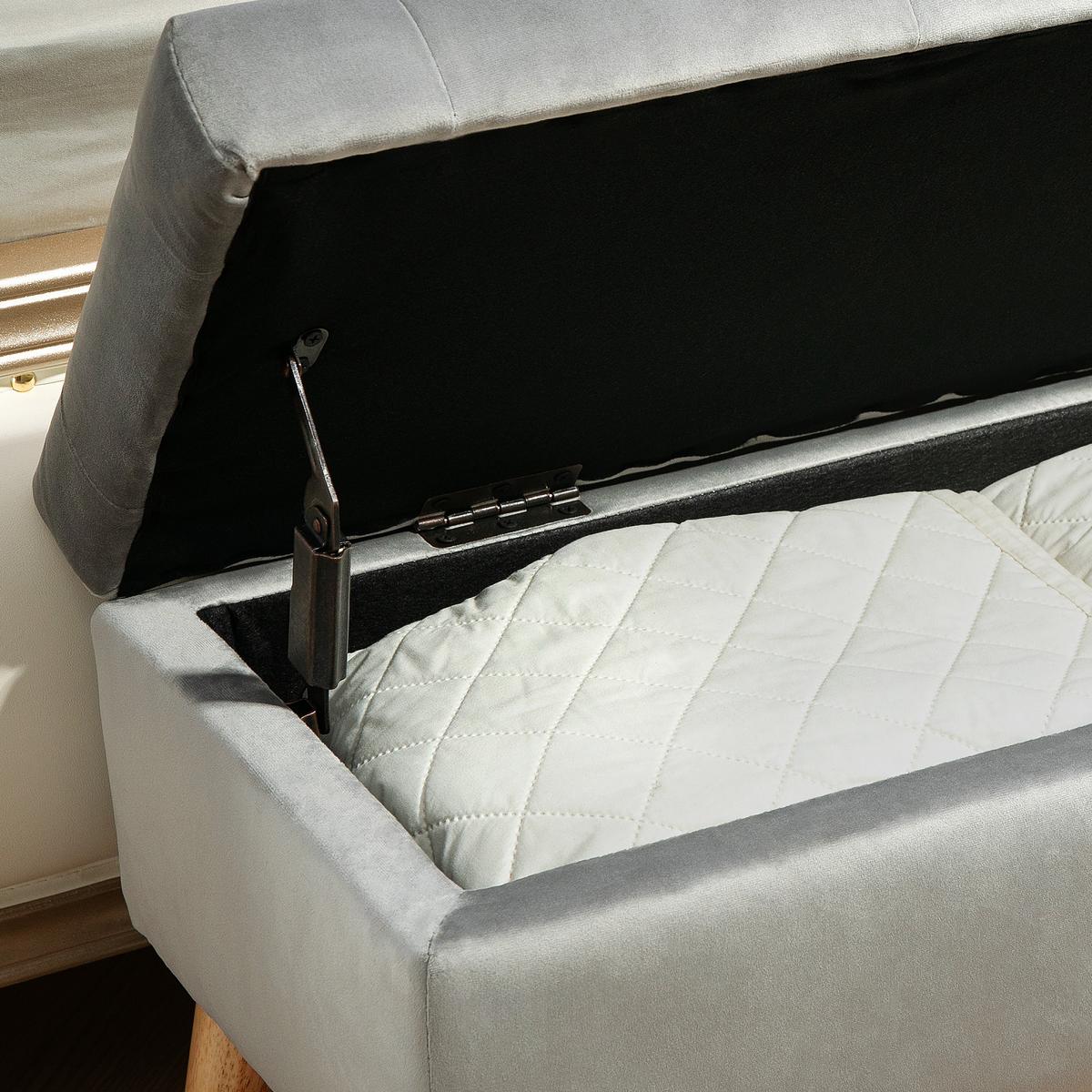 TRUHENBANK Samtoptik Grau - Grau, Kunststoff (35/40/80cm) - HOMCOM