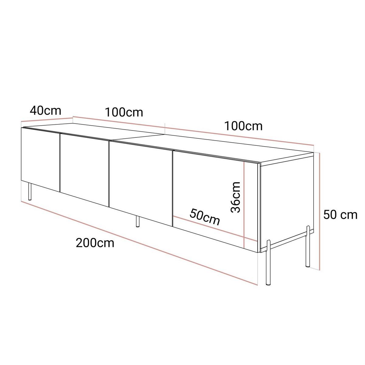 TV-SCHRANK COLGANTE 200 Kaschmir Hochglanz, mit LED, Gerade silberne Füßen - Chromfarben/Kaschmir, Holzwerkstoff (200/50/40cm) - Lookway