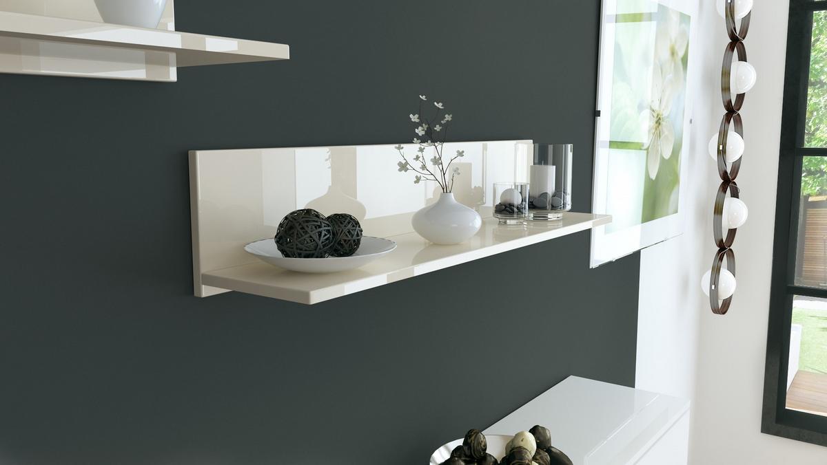 WANDREGAL Skadu Creme Hochglanz - Creme, Holzwerkstoff (97.5/18.5/18.5cm) - Vladon