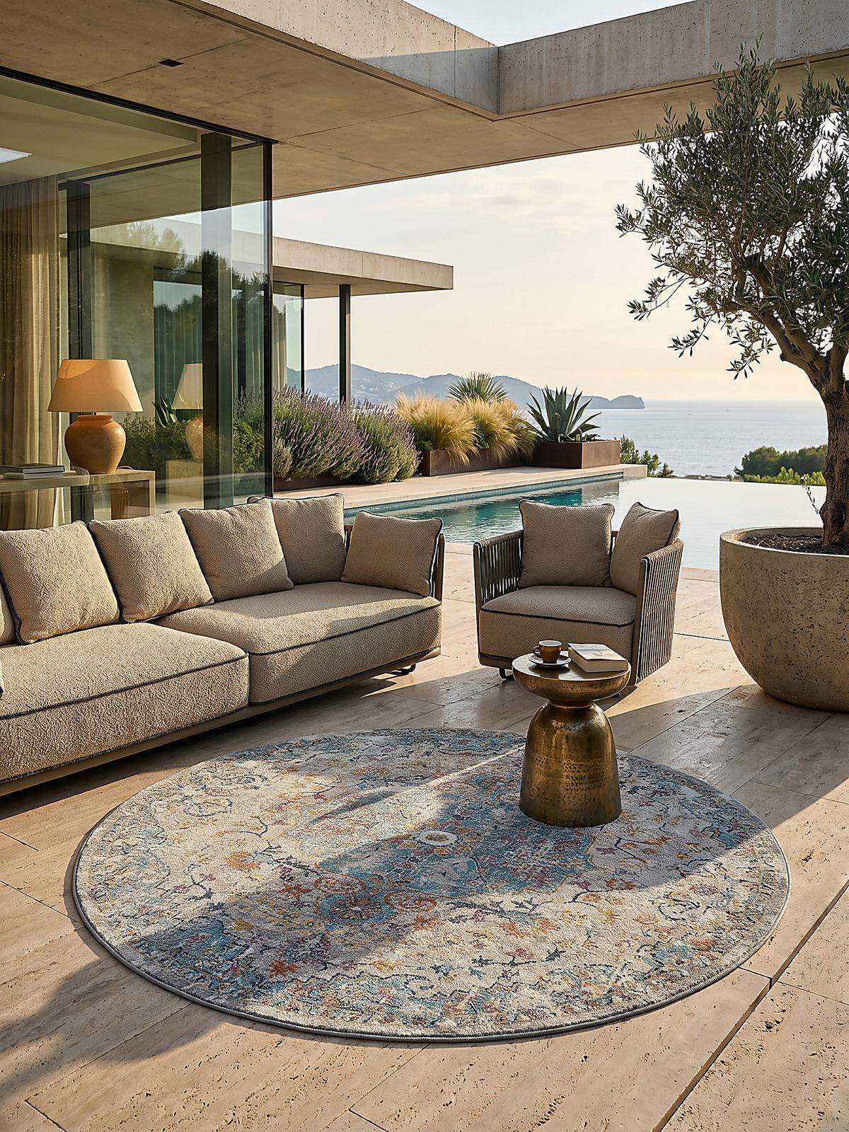 TEPPICH Outdoor Orientalisch LIMMAT Polypropylen Mehrfarbig 120 x 120 cm - Multicolor, Textil (120/120cm) - KADIMA DESIGN