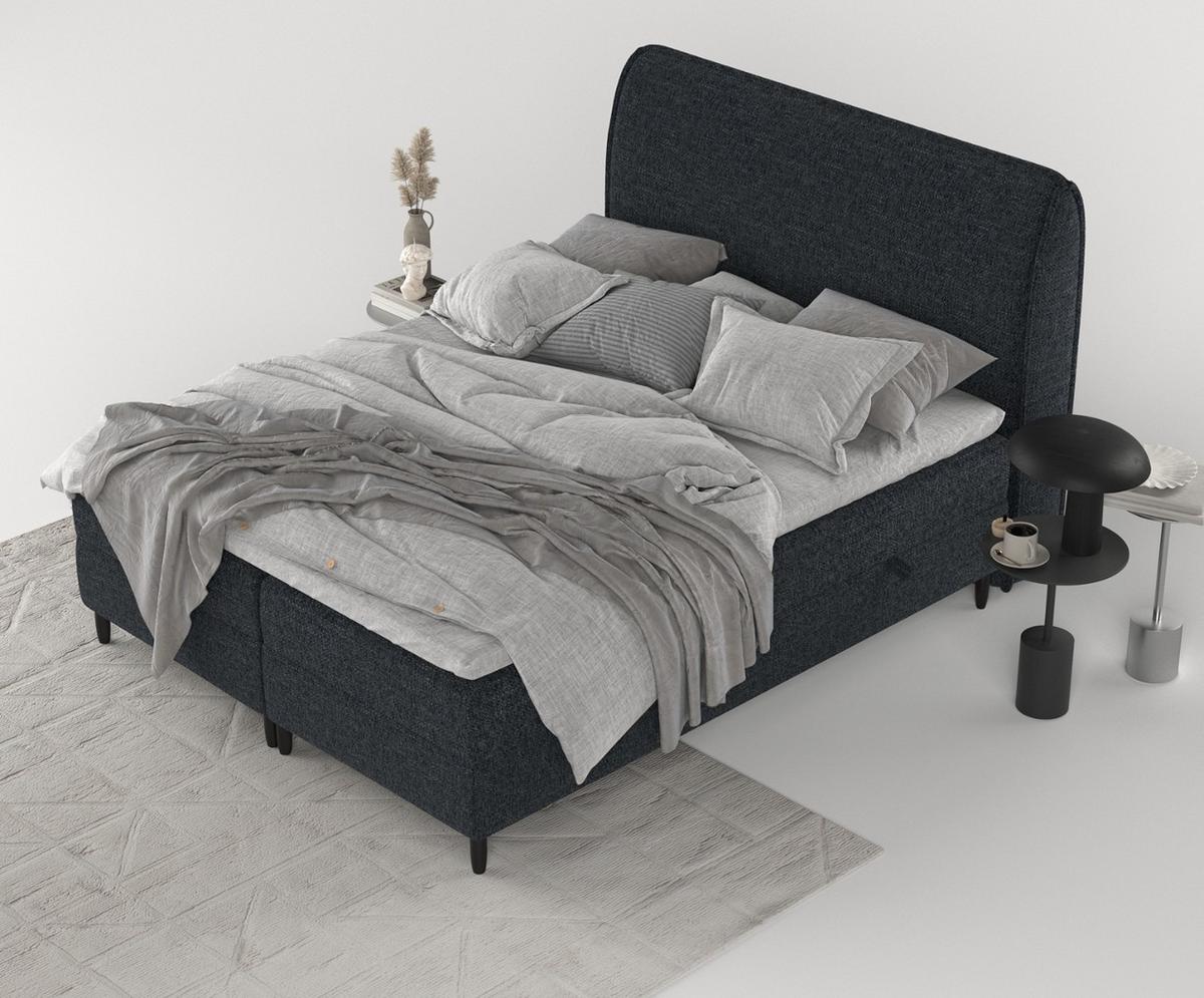 BOXBETT Lunaro 120/200 cm Anthrazit im Modesto Stoff - Anthrazit/Schwarz, Holz/Holzwerkstoff (120/200cm) - AltaBeds
