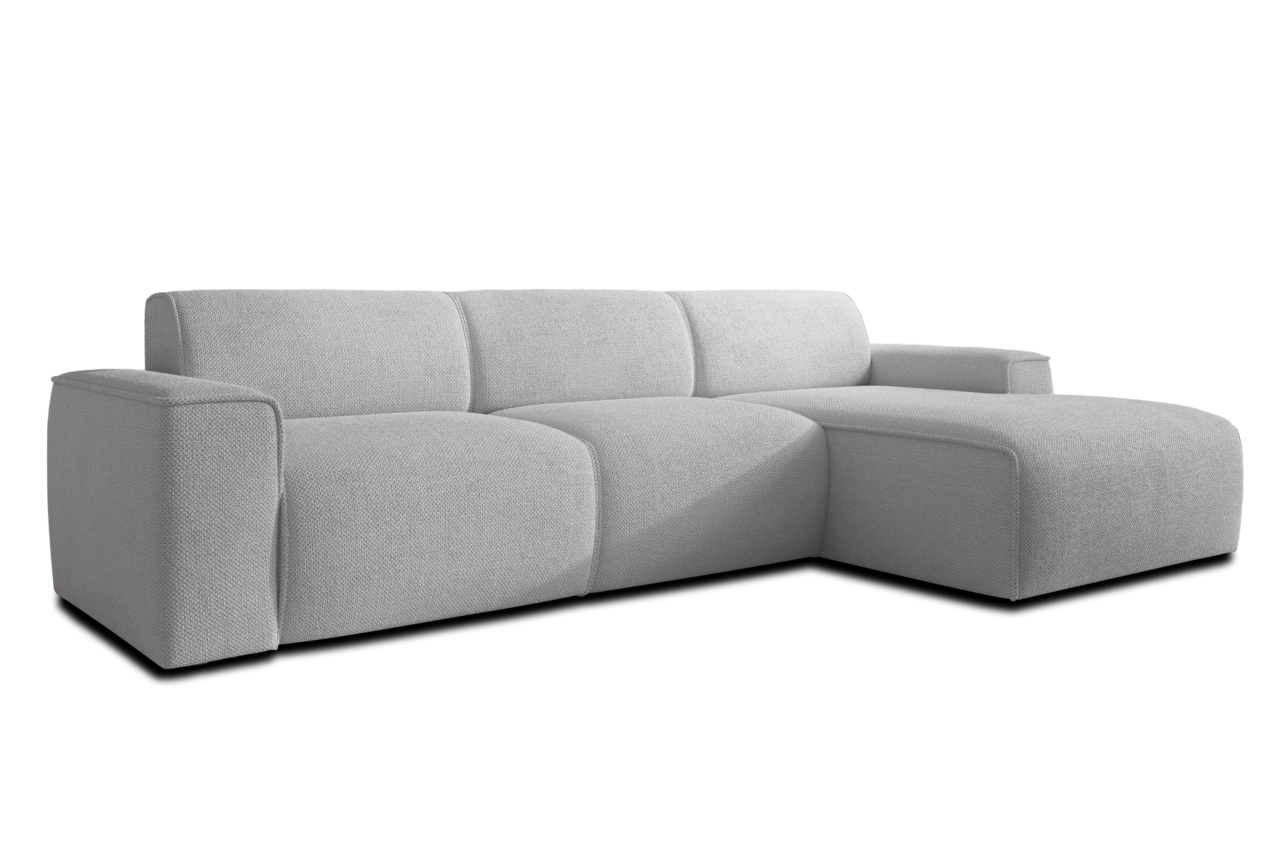 ECKSOFA L Form Didim mini Hellgrau 310/165/78 cm – stilvolle kleine Eckcouch R - Hellgrau/Schwarz, Kunststoff/Textil (310/165cm) - AX Living