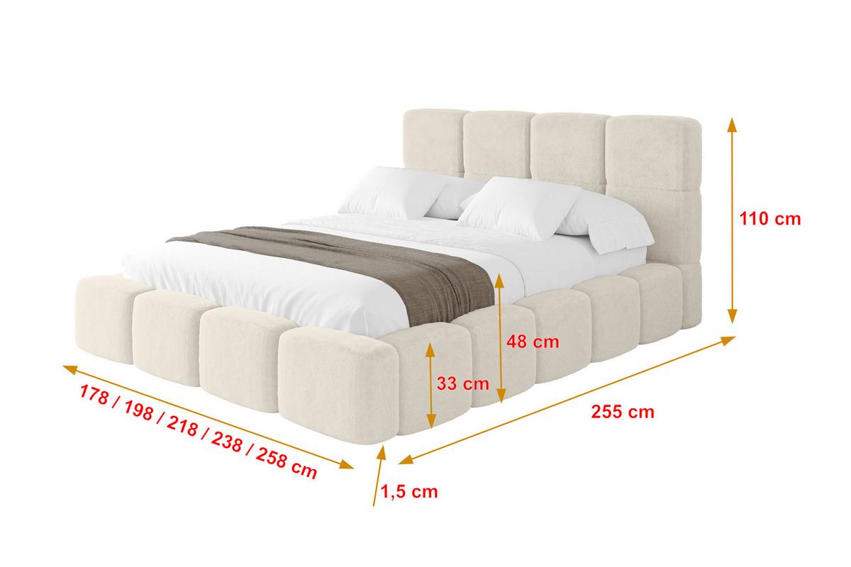 POLSTERBETT mit Bettkasten und Lattenrost mit Kopfteil, Boxbett ohne Matratze, mit Stauraum - NATA 160x200 Hellbeige - Beige, Holzwerkstoff/Textil (160/200cm) - ALTDECOR