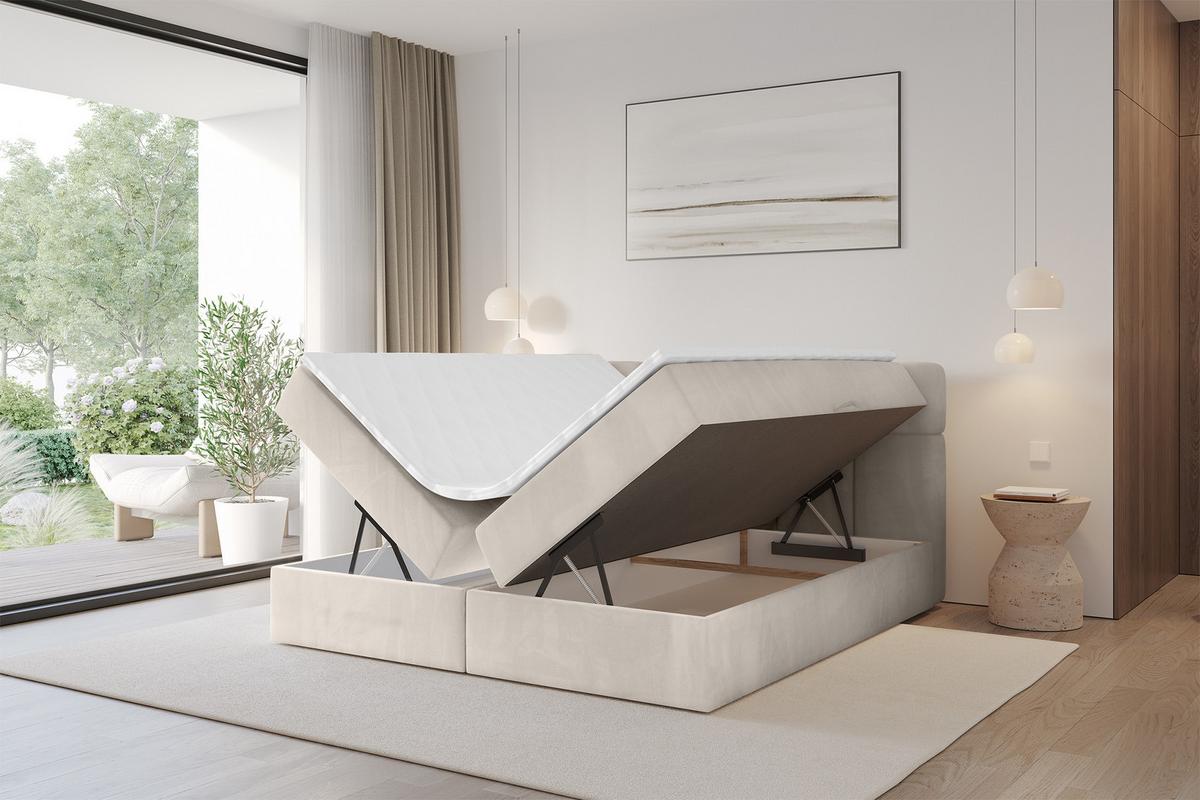 BOXBETT mit Matratze H4 - FAMA - 120x200 cm Beige Casablanca - Beige, Holzwerkstoff (120/200cm) - ALTDECOR