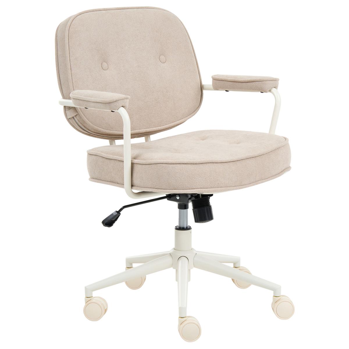 SCHREIBTISCHSTUHL Bouclé Hellbeige Paramus - Beige, Kunststoff (60/81/65cm) - Beliani