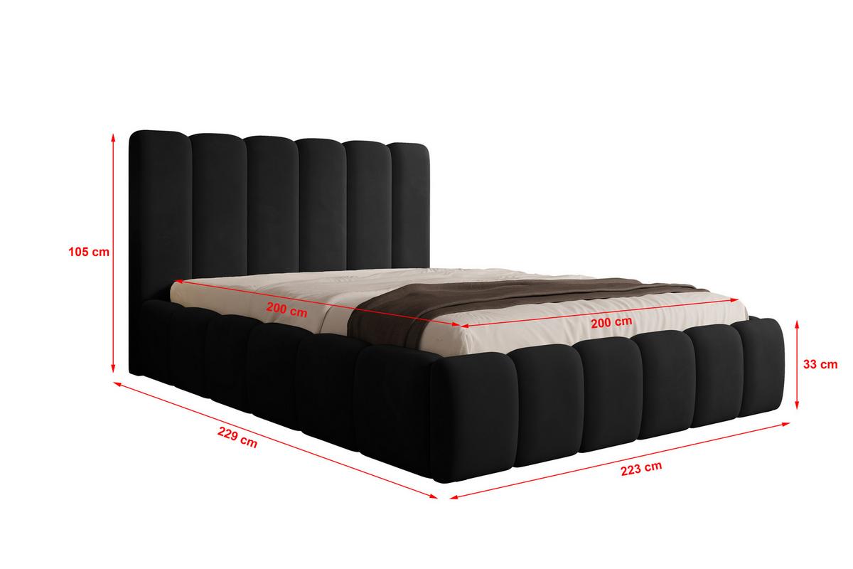 POLSTERBETT Vilo 200x200 mit Bettkasten und Stabilem Metallgestell - Schwarz, Textil (200/200cm) - Storez24
