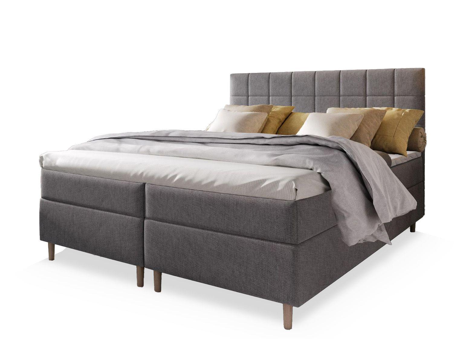 BOXBETT IBIZA 160x200 cm mit Matratze und Topper - Hellgrau - Hellgrau, Holz (160/200cm) - MASSENO