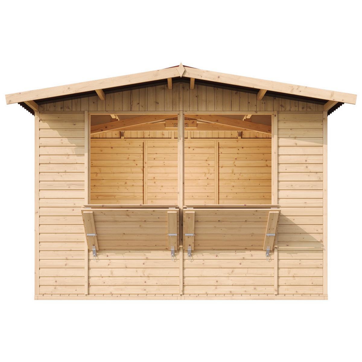 MARKTBUDE Holz, Gartenhaus , ZWEI FENSTER - 200x300/6 m2 - M150 - Beige, Holz (336/232/263cm) - Timbela