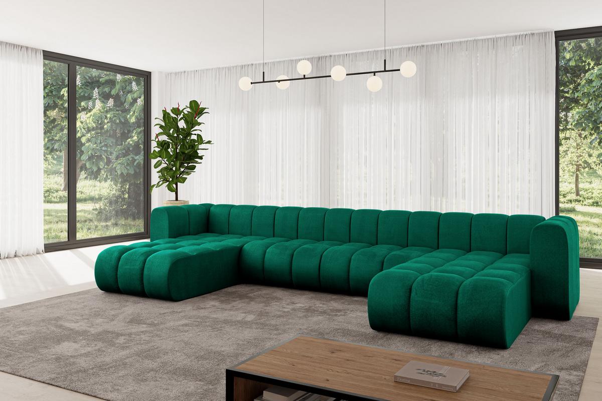 WOHNLANDSCHAFT modulares Sofa Joren-U2 - 410x177x70 cm Grün - Dunkelgrün, Holzwerkstoff/Textil (410/70/177cm) - ALTDECOR