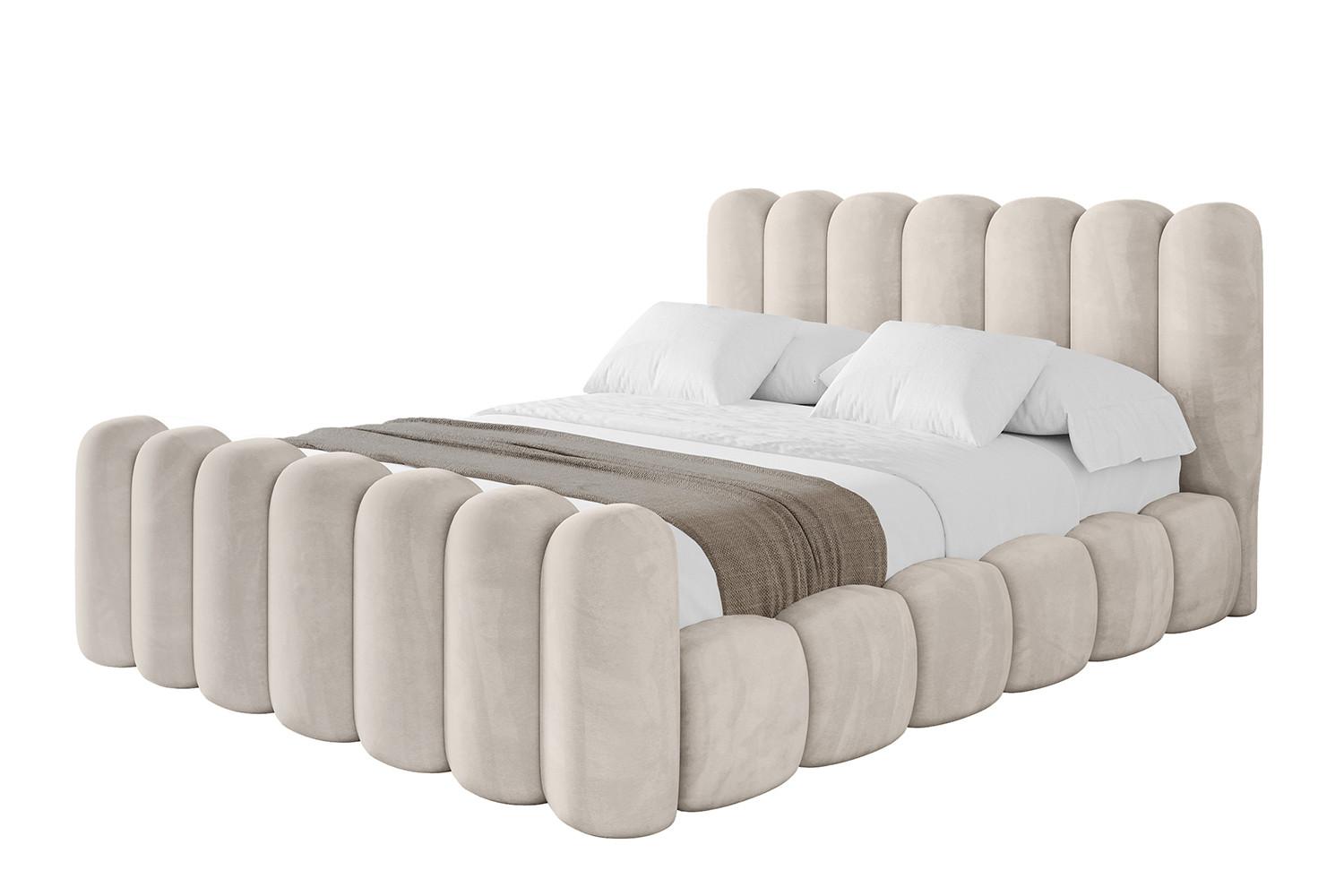 POLSTERBETT mit Bettkasten, Fußteil und Lattenrost, Boxbett ohne Matratze - SENA-Z 120x200 Beige - Beige, Holzwerkstoff/Textil (120/200cm) - ALTDECOR