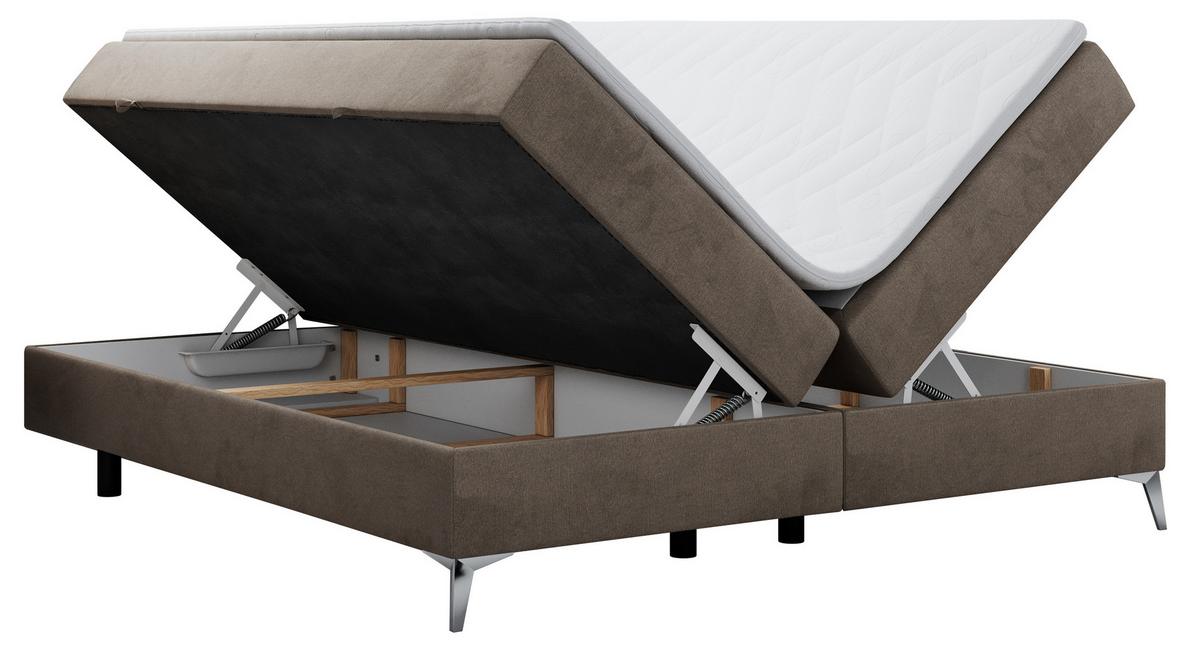 BOXBETT LESS 200/200 Braun Velvet - H4 - Braun, Holz/Textil (200/200cm) - MKS