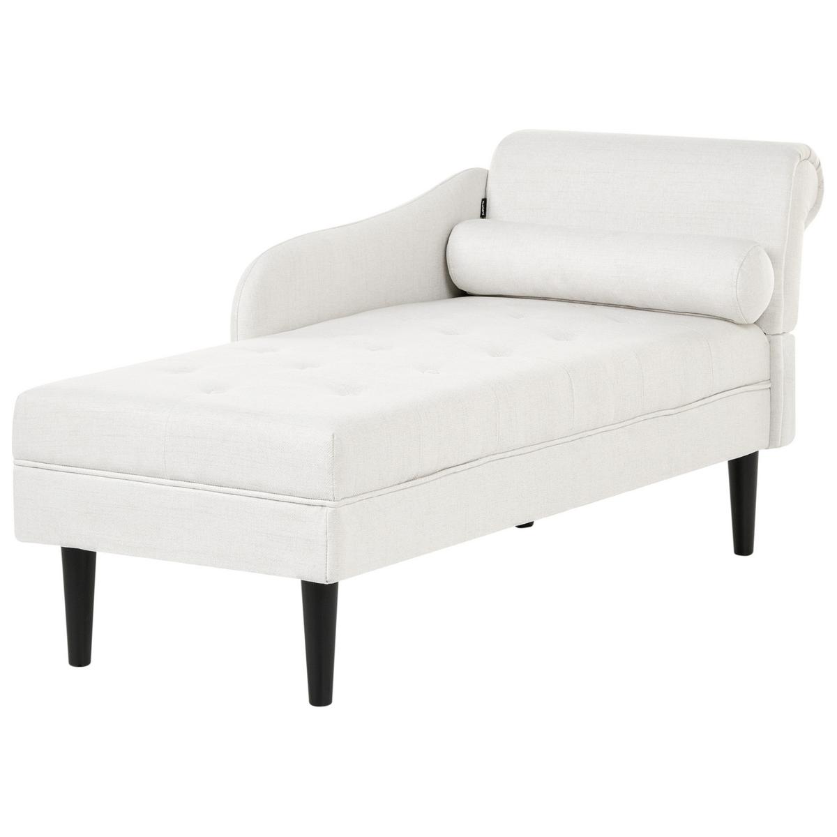 CHAISELONGUE-RECHTSSEITIGE Stoff Cremeweiß Yvoire - Creme/Schwarz, Textil (68/72/151cm) - Beliani