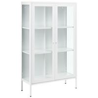 VITRINE mit Glastüren Metall 90 cm Weiß Nash - Weiß, Metall (90/150/35cm) - Beliani