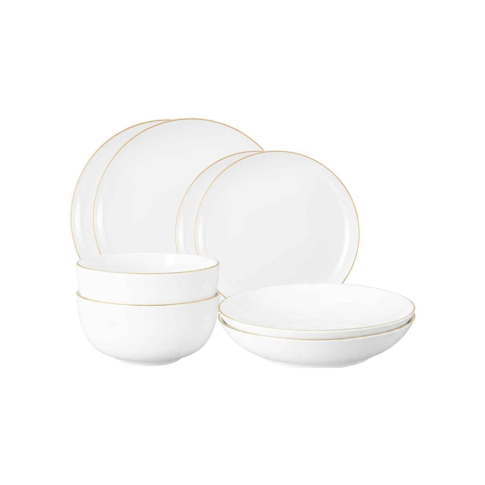 EINSTEIGER-SET Liberty Goldrand weiß-gold 8-tlg. - Goldfarben/Weiß, Keramik (2/2/2cm) - Seltmann Weiden