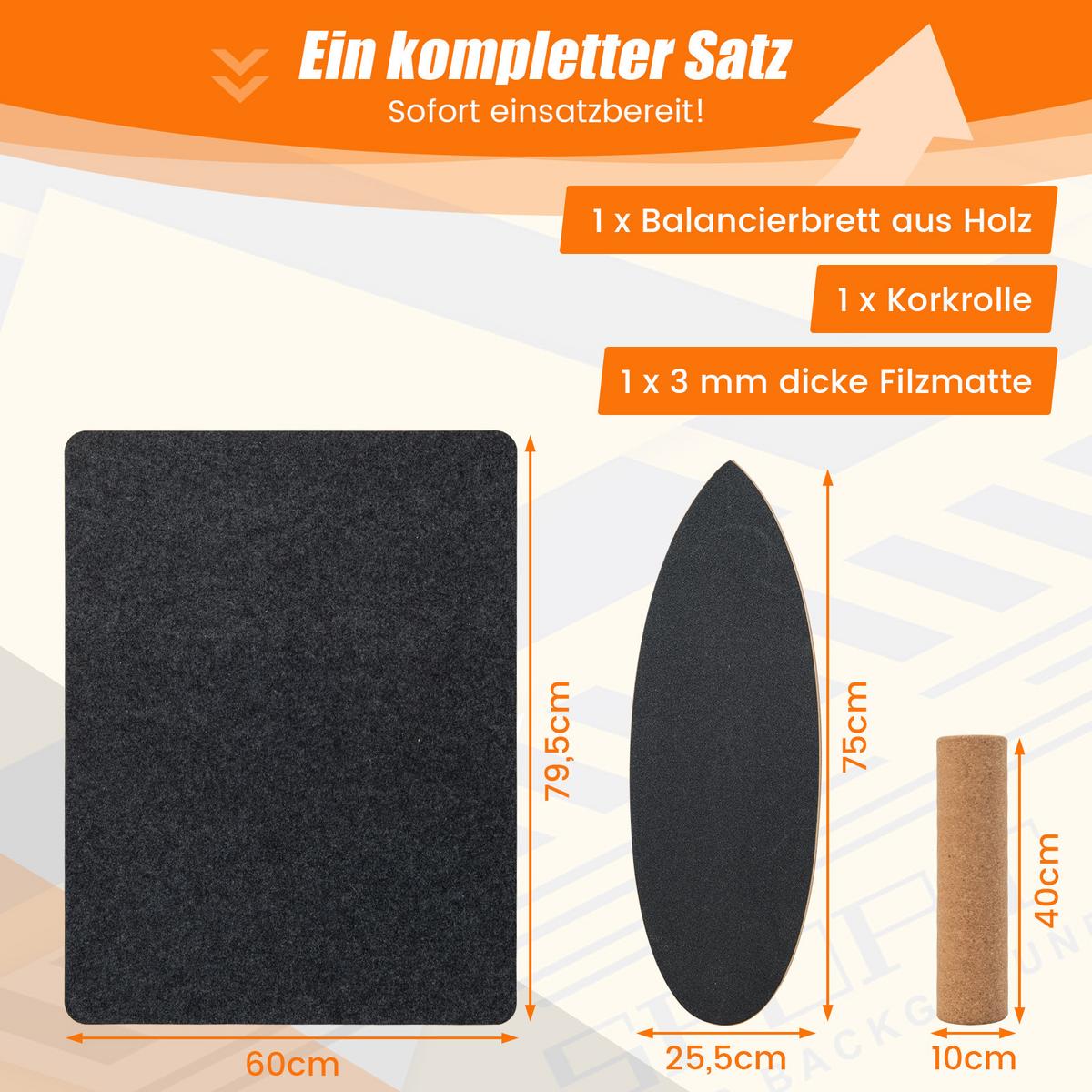BALANCIERBRETT Schwarz - Schwarz, Holz (82/28cm) - COSTWAY