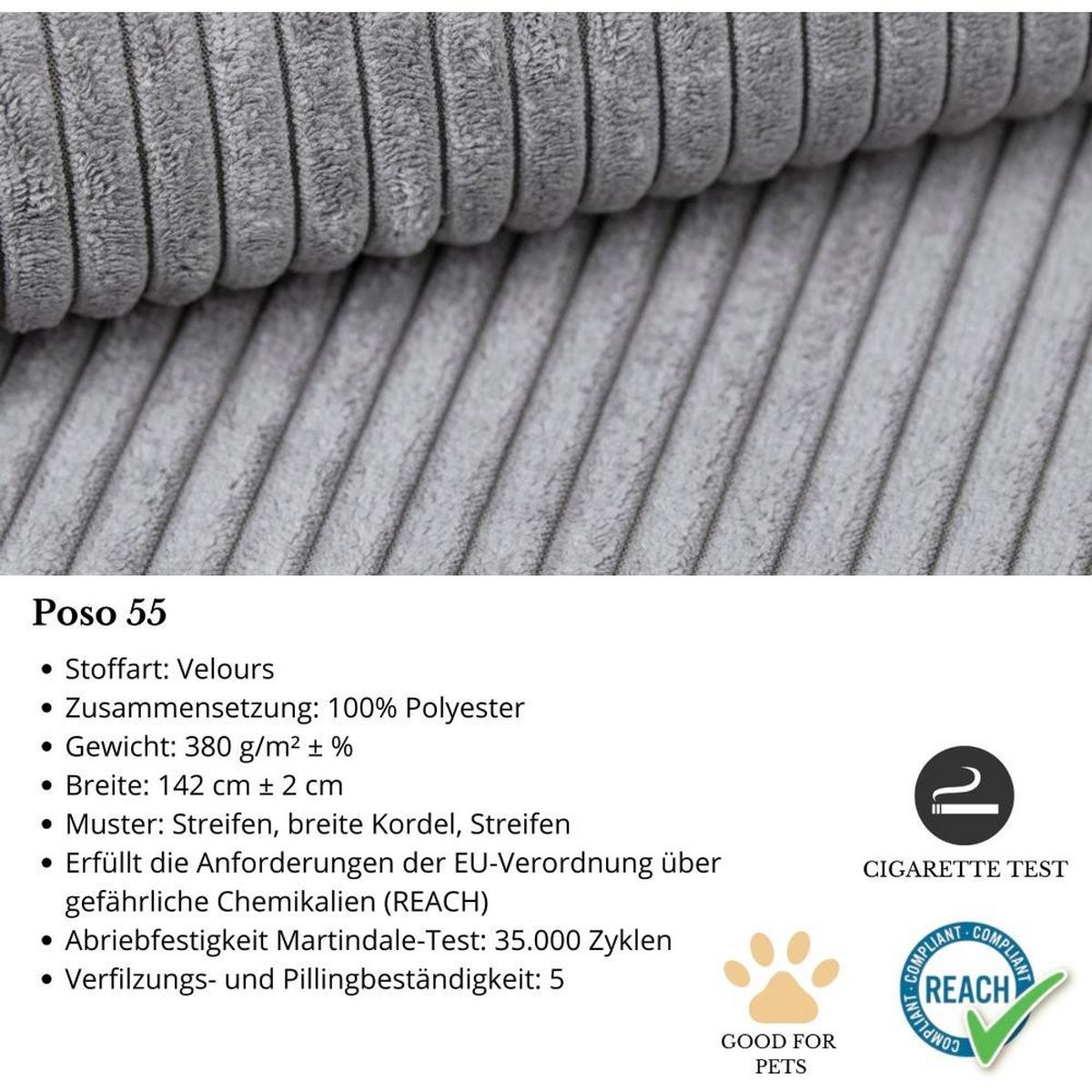 ECKSOFA Parys mit Schlaffunktion und universeller Ottomane, hellgrau - Hellgrau/Schwarz, Kunststoff/Textil (290/185cm) - Beautysofa