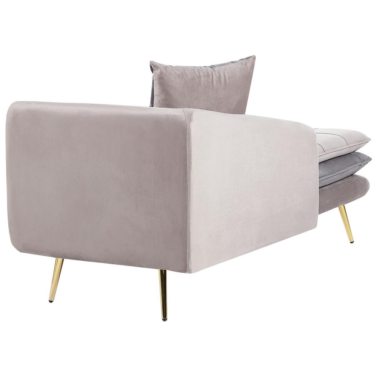 CHAISELONGUE-RECHTSSEITIGE Samtstoff Taupe Gonesse - Taupe/Beige, Textil (160/72/79cm) - Beliani