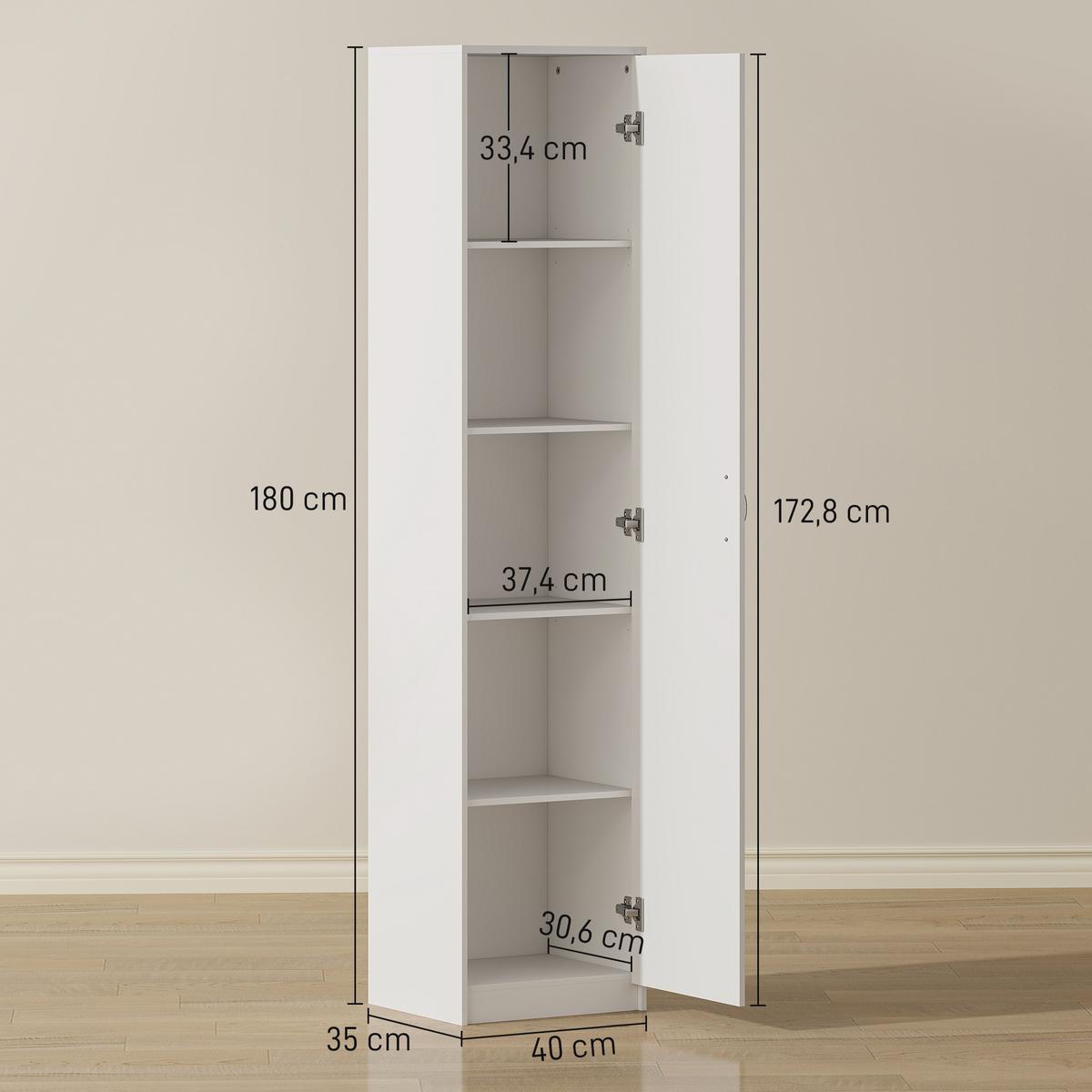 KÜCHENSCHRANK Spanplatte Weiß - Alufarben/Weiß, Holzwerkstoff/Metall (35/180/40cm) - HOMCOM