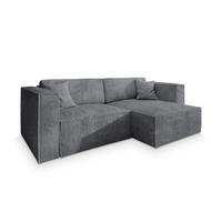 ECKSOFA NERIO P Grau Kordstoff mit Schlaffunktion - Grau, Holz/Kunststoff (245/148cm) - MASSENO