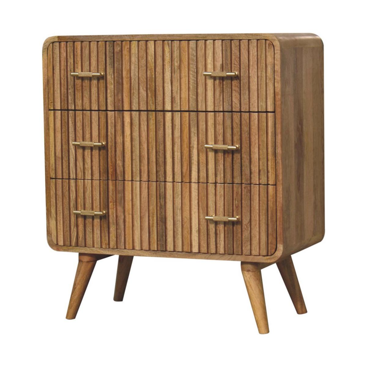 TRUHE Metropolitan 3-Schublade, Nordische Beine, Beige - Beige/Messingfarben, Holz/Metall (70/79/35cm) - Artisan Furniture