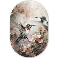WANDBILD Kolibri - Vögel - Blumen - Pflanzen Deko Groß 80x120 cm - Hellgrün, Kunststoff (80/120cm) - MuchoWow