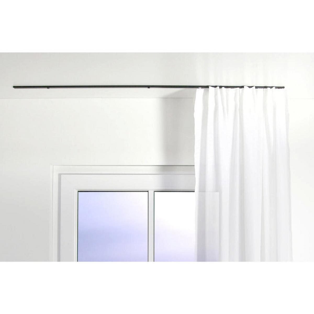 GARDINENSCHIENE auf Maß 1-lauf Deckenmontage Minimal 120cm - Schwarz, Metall (120cm) - Deco-Raum
