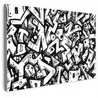 LEINWANDBILD Formen - Buchstaben - Graffiti - Schwarz Wohnzimmer Groß 120x80 cm - Schwarz, Textil (120/80cm) - MuchoWow